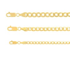 Real 14k Yellow Gold Cuban Link Curb Chain 3.5mm-5.5mm Necklace Sz 16-30  Hollow