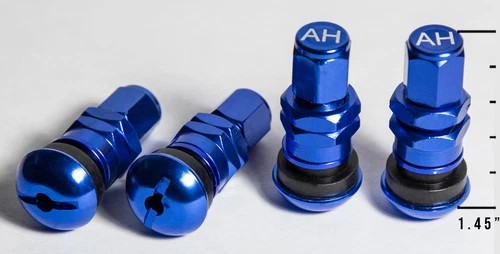 1.45" Blue Bolt in Valve Stems Fits Standard 0.453" Stem Holes (Set of 4)