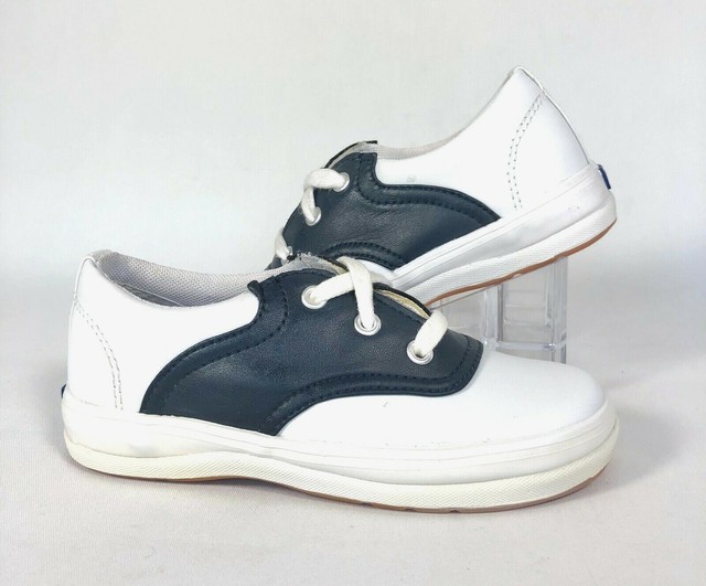 Keds School Days Navy White Leather Saddle Sneaker Shoes Size Kids 11.5