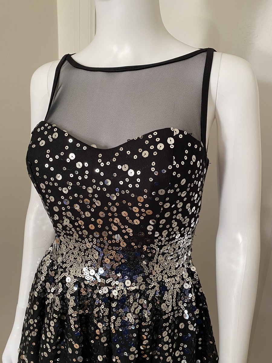 ruby rox black sequin dress Vtg Ruby Rox Dress Black Sequin Holiday Party Dress Sheath Lined Back Zipper M