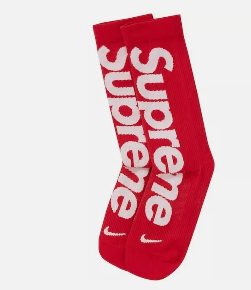 Chaussettes rouges légères Supreme Nike neuves 100% authentiques taille 4 10 11,5 M