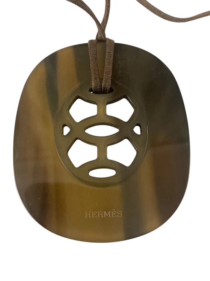 Hermes Necklace Buffalo Horn Lift Pendant on Adjustable Cord With Box And Bag - image 3 of 4