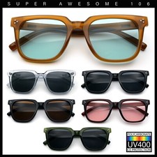 Mens Classy Gentlemans Thin Plastic Rectangular Horn Rim Retro Sunglasses