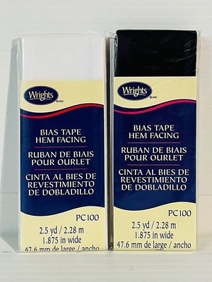 Wrights Bias Tape Hem Facing PC206 ~ 2.5yd x 1.875'' Various Colors NEW