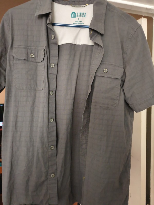 Sierra Designs Pocket Button Up Shirt Mens S Small Gray Outdoor Hiking Travel