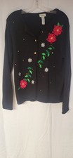 Womens Classic Elements Black Holiday Cardiga...