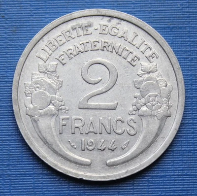 2 Francs Morlon Aluminium - 1944 (fautée, cassures de poinçon au Revers) - Photo 1/2