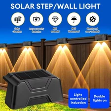 LED Solar Deck Lights Garden Driveway Pathway Stair Step Dock Fence Outdoor Lamp
