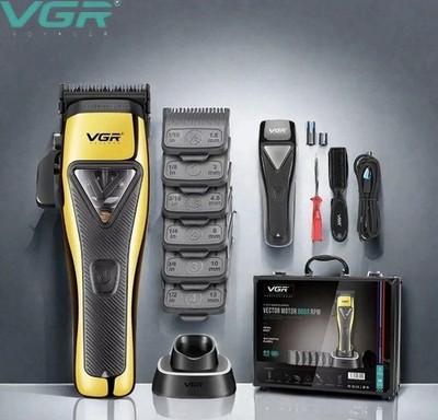 VGR V-015 9000RPM Professional Hair Trimmer Adjustable DLC USB Barber Clipp