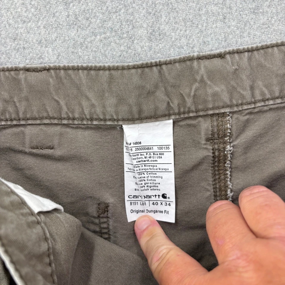 Carhartt Pants Men 40x31 Actual Brown B151 Dungaree Fit Canvas Carpenter Utility - Image 4 of 4