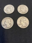 Lot of 4 Silver Washington Quarters: 1940-1945-1943-1950