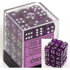 36 Translucent Purple w/ White 12mm D6 Dice - CHX23807