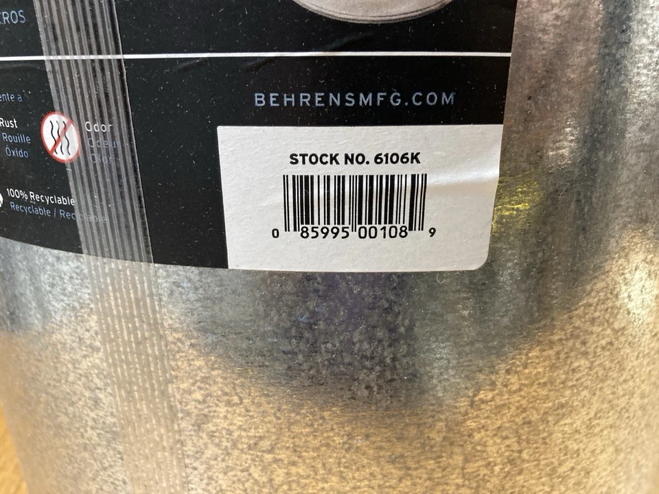 Behrens 6 Gallon Rust-Proof Steel Locking Lid Trash Can(6 gal) USA 6016K - Image 3 of 4