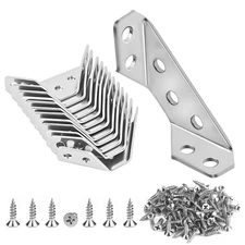 12-Pack Premium Stainless Steel Corner Brackets for Wood Frame, Universal