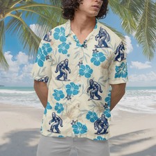 Bigfoot Floral Hibiscus Vacation Summer Hawaiian Shirt