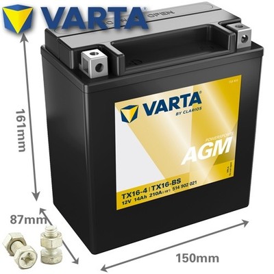 Batterie für Triumph Tiger 800 XRX Low ABS 2016 VARTA YTX16-BS AGM geschlossen
