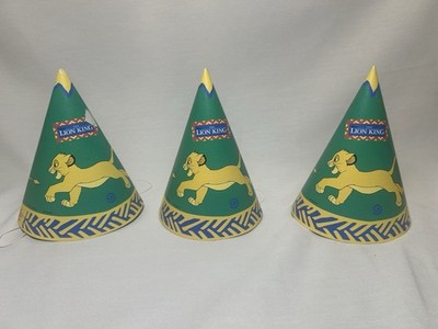 3- Vintage Disney The Lion King Simba and Nala party hats kids birhday lot