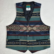 Pioneer Wear Western Southwestern Vest Men's XL Black Lined Pockets Made in USA