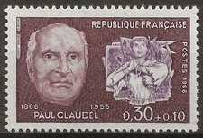 🦬Timbre France N°1553  - Luxe ** - Paul Claudel - MNH** - 1968🦬