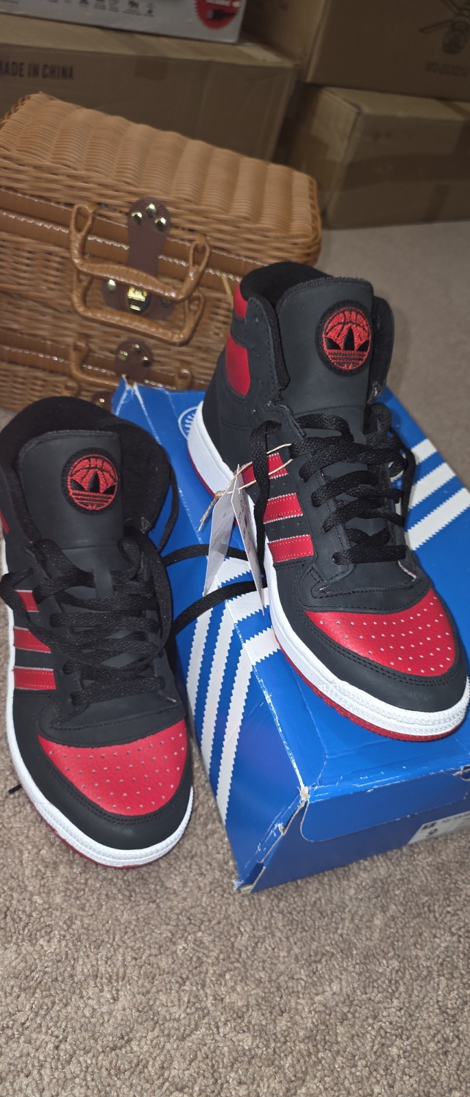 adidas Top Ten RB High Top Sneakers Black Red Men’s FZ6024 Leather