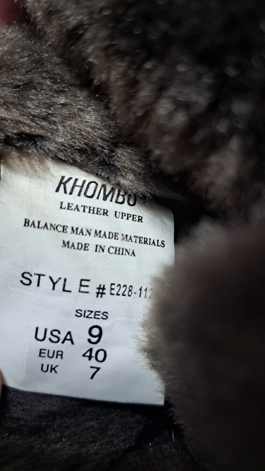 KHOMBU Womans BROWN LEATHER SUEDE WINTER  Boots Size 9 Fur Lined Lace Up - Image 4 of 4