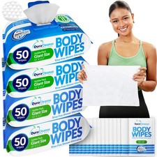 XL Body Wipes for Adults 4 Pack 200 Shower Cloths  16 Travel Sheets   10 x 1...