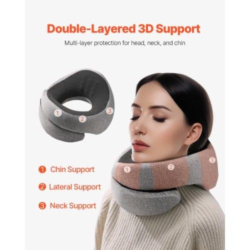 Travel Pillow DoubleLayered 3D Support Neck Pillow for Traveling 360°