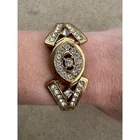 Art Deco Style Goldtone Rhinestone Showstopper Bracelet! Vintage Jewelry 3