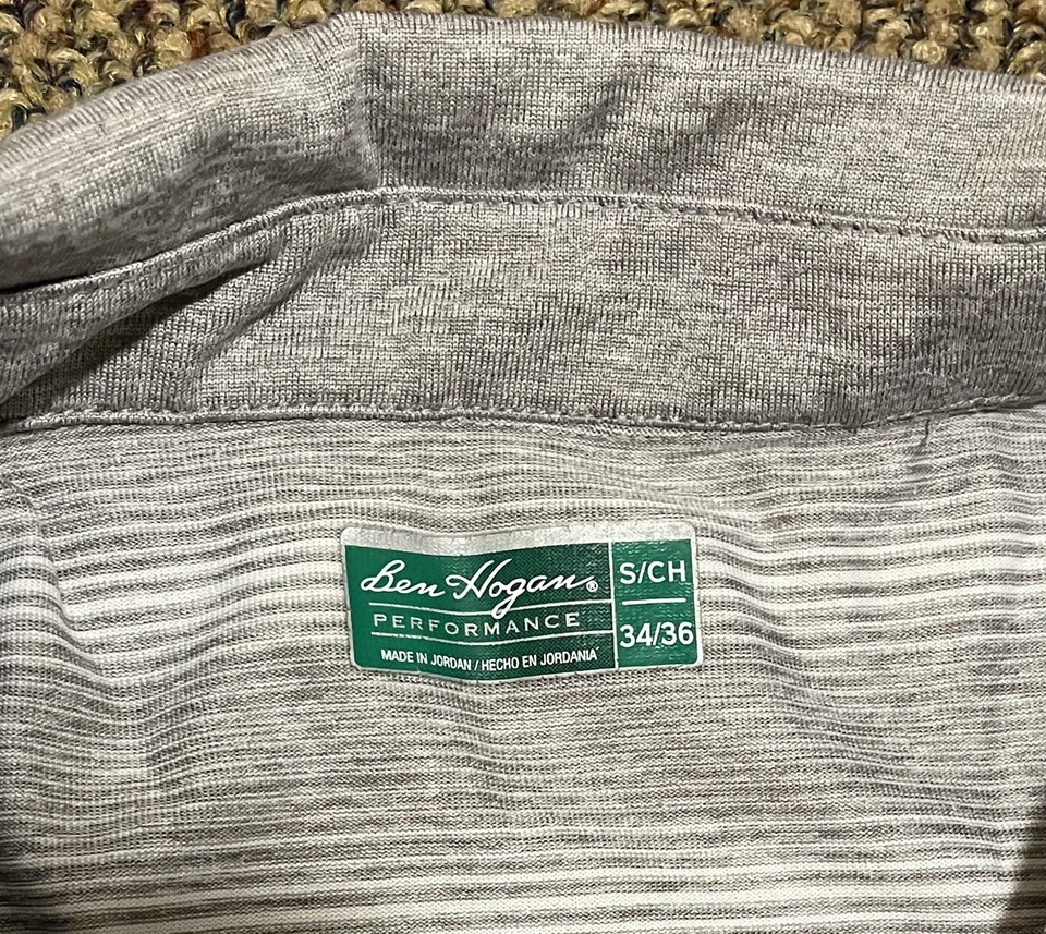 Camisa polo de golf Ben Hogan Performance pequeña 34/36 patrón gris claro Foto 2 de 3