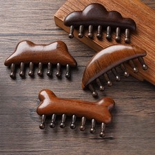 Wooden Scalp Massage Comb Natural Sandalwood Meridian Comb Head Scraping Anti-s