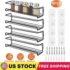 4Pack Kitchen Spice Rack Organizer Storage Shelf Cabinet Jar Holder Wall Mounted