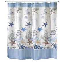 - Fabric Shower Curtain, Nautical Bathroom Decor Antigua Collection, 72"