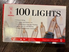 New Merry Brite 100 Bulb Clear Color String Lights 28.5ft Green Wire