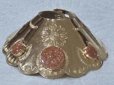 1970s Southwestern Ponytail Cuff Stamped Gold Toned w/3 Goldstone Cabochons