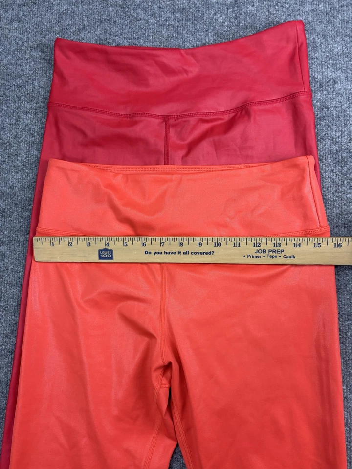 Zyia Active Pants Womens 12 Red Orange Lot of 2 High Rise Shiny Leggings Yoga - Image 4 of 4