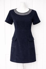 Boden Navy Cotton Dress with Polka Dot Neckline – UK 14 .