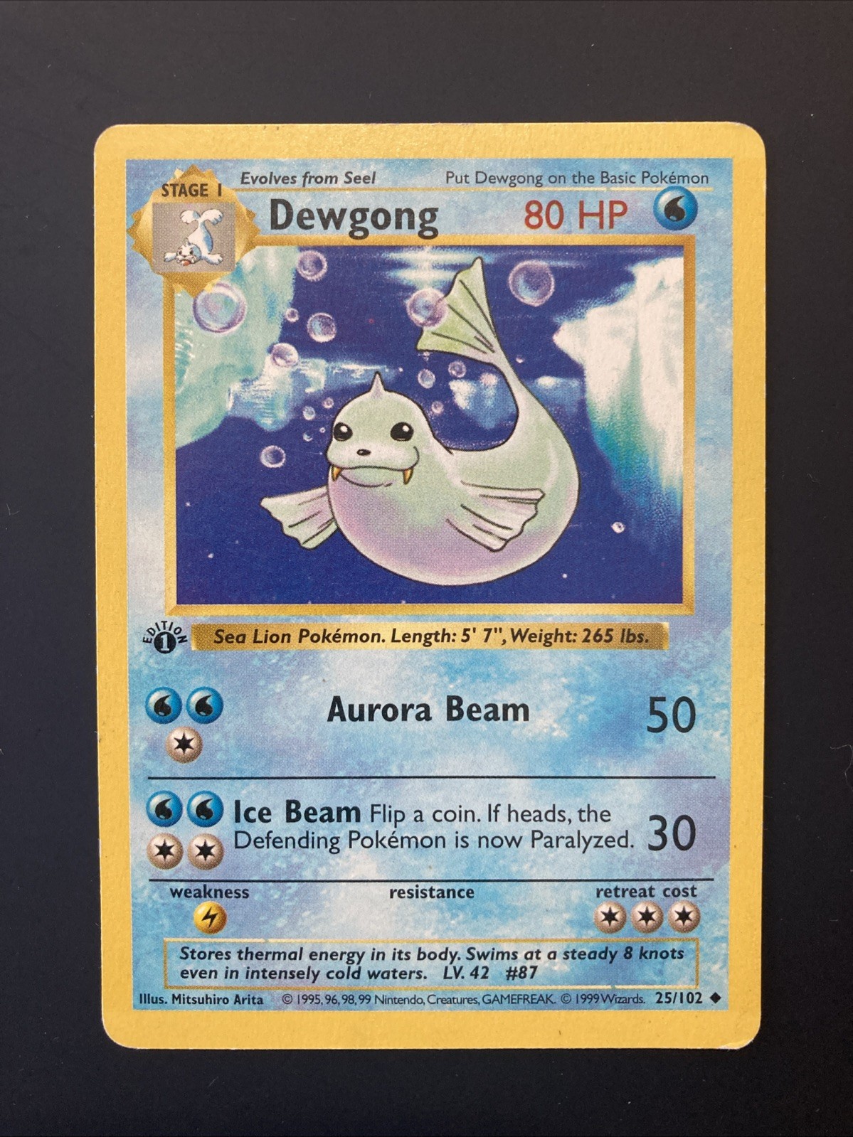 Pokemon Card Dewgong 1st Edition Base Set 25/102