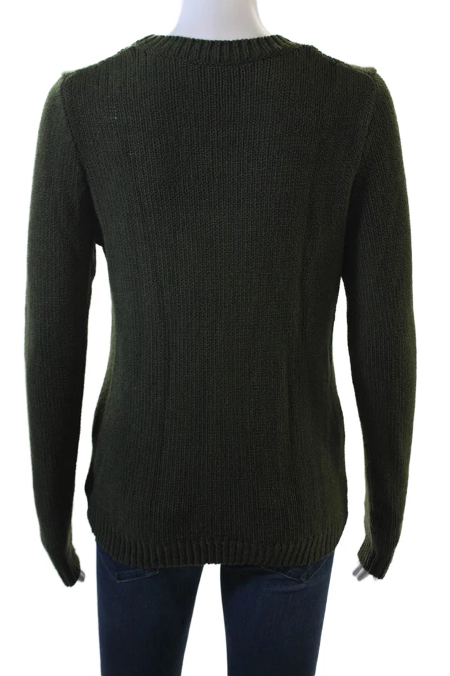 Suéter pulôver feminino Theory verde lã merino gola redonda tamanho P - Imagem 3 de 4
