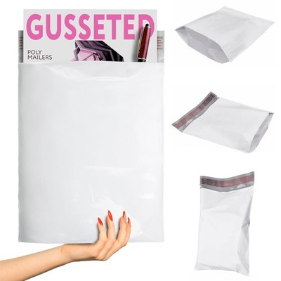 Gusseted Poly Mailers, 10 x 13 x 2 Inch, 2.5 Mil White Shipping Bags for Clot...