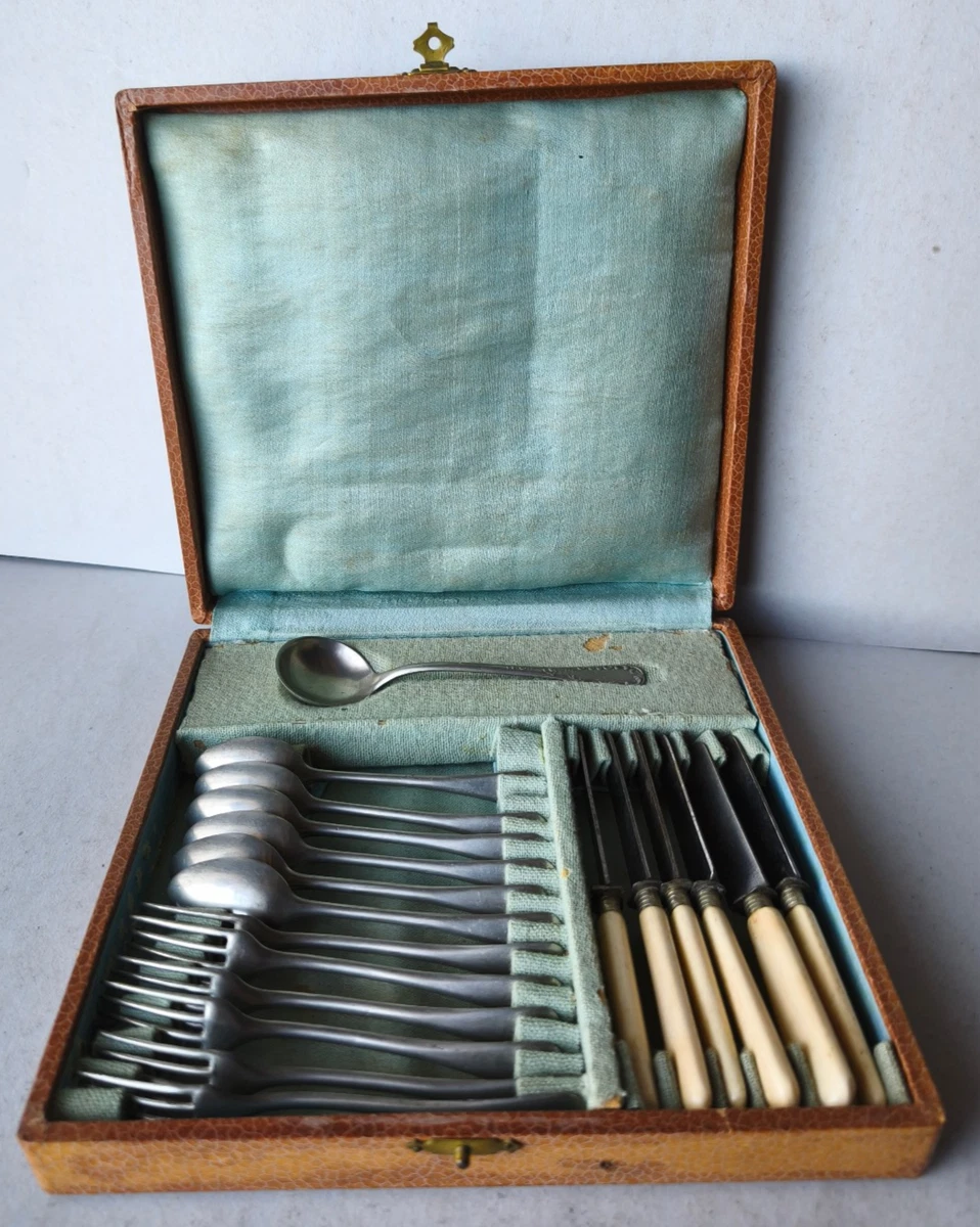 Ancienne Ménagère De Dinette Pour Poupée – Couverts En Aluminium (Fourchette, Couteau)