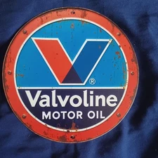 Valvoline 1 Round 8" Metal Sign Wall Art Man Cave Garage Bar Gas Station Gas Oil