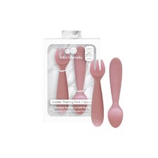 ezpz Mini Utensils - 12 Months Fork Spoon in Blush - 100 BPA Free Fork ...