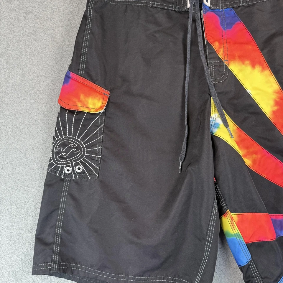 Billabong Board Shorts Para Hombres 33 Negro Arco Iris Tie Dye Surf Bañador Andy Irons Foto 3 de 4