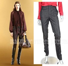 GUCCI PANTS BLACK WOOL BLEND BROCADE SKINNY TROUSERS $895 sz IT 40 US 4