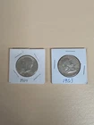 Two Half Dollars 1963 Franklin & 1964 Kennedy 90% Silver Coins