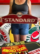Vintage Old Style Sign Esso Standard Gasoline NOT Porcelain Made in USA