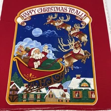 Twas the Night Before Christmas Santa Fabric Panel Remants Cranston VIP Prints