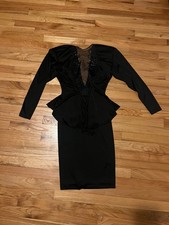 Vintage black bodycon vampire gothic midi dress size 7/8