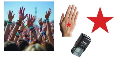 Roter Stern Handstempel für Festivals, Kneipen, Clubs, Partys und Events