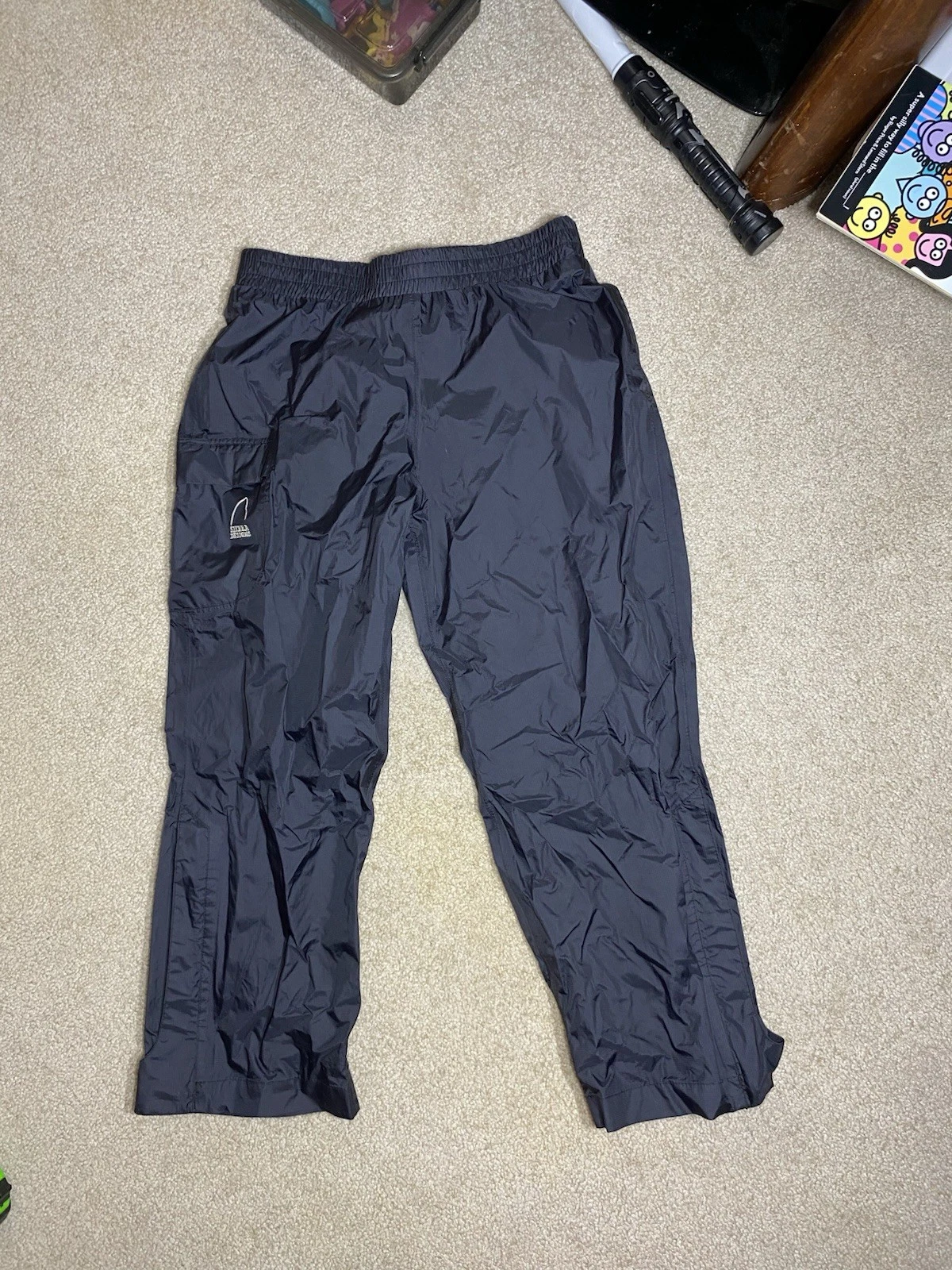 Sierra Designs Black Nylon Rain Pants Mens Small Adult Packable Y2K